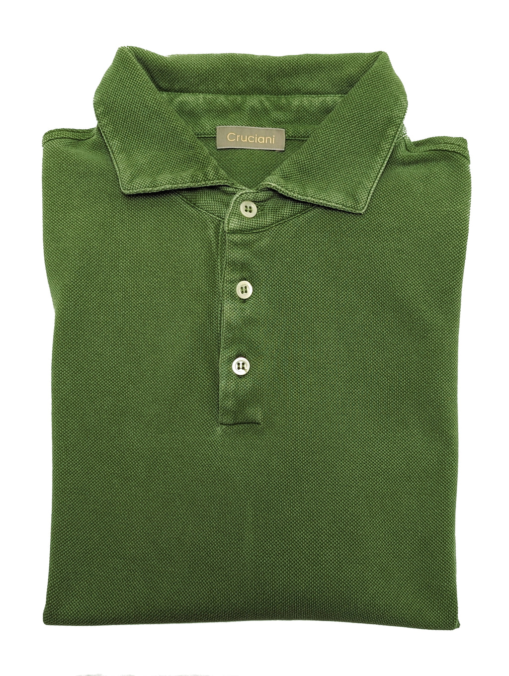 Cruciani Polo Shirt L Green Cotton eHABERDASHER