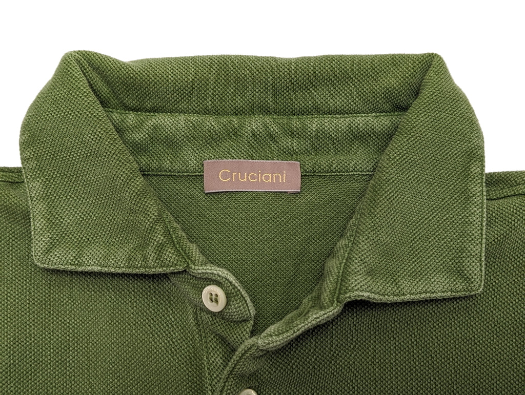 Cruciani Polo Shirt L Green Cotton eHABERDASHER