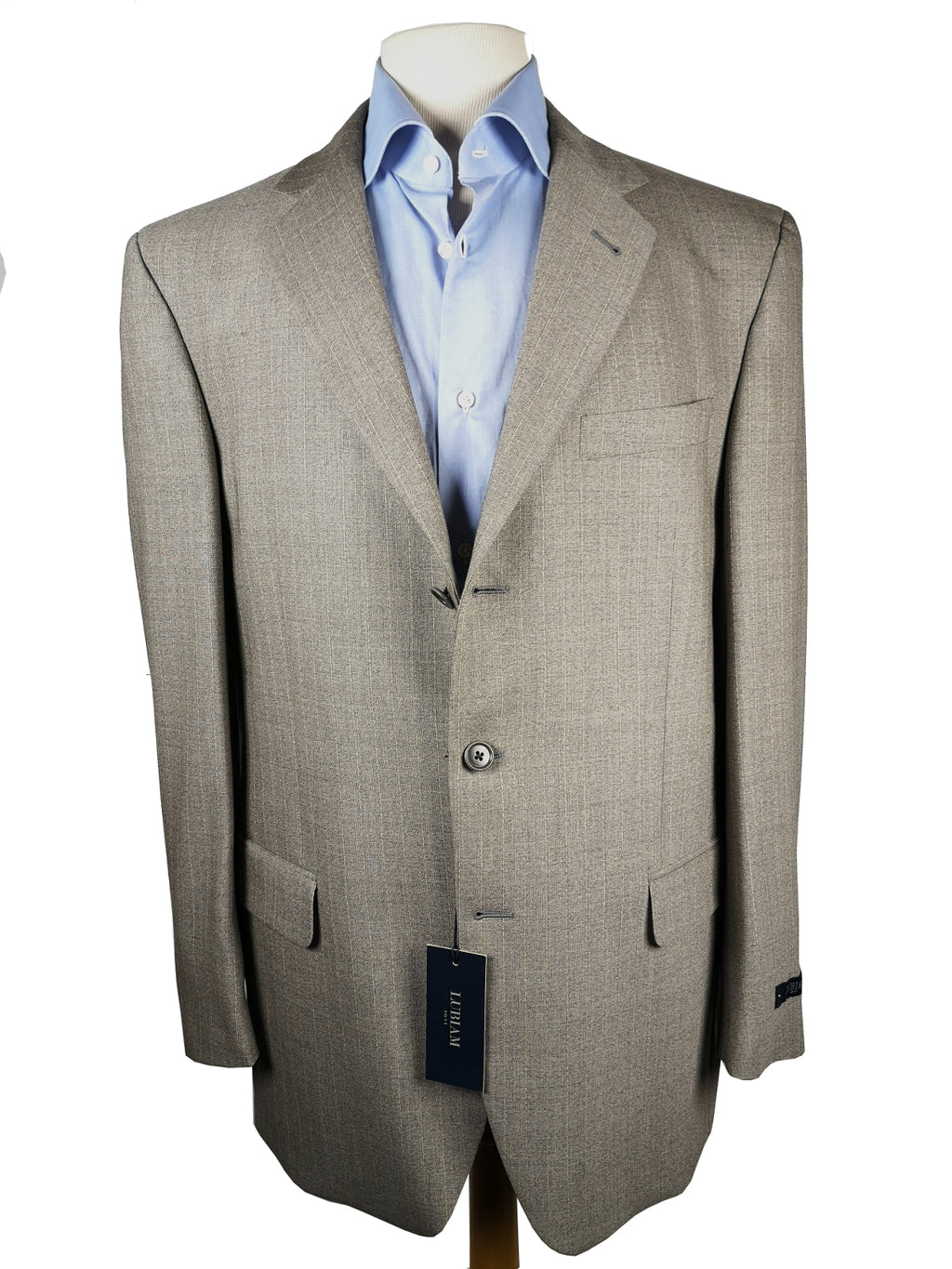 Luigi Bianchi Lubiam Suit 42R Greyish Beige Broken Stripes 3