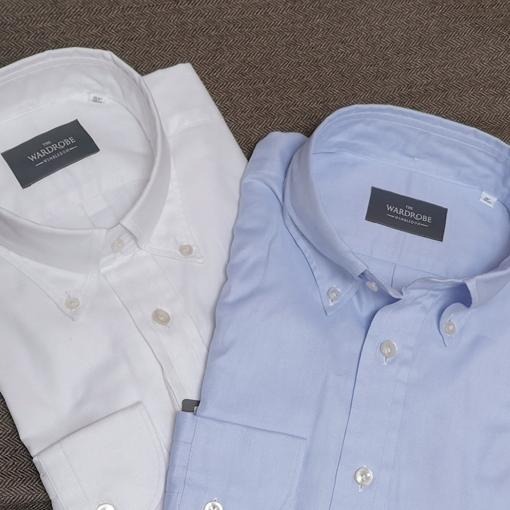 The Wardrobe Dress Shirt Blue button down collar Thomas Mason oxford cotton