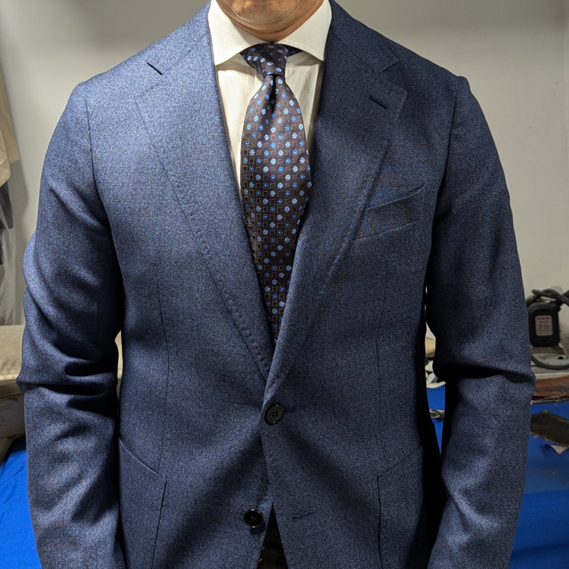 Benjamin Reda 3-in-1 Suit Mid Blue Melange 2-button Wool