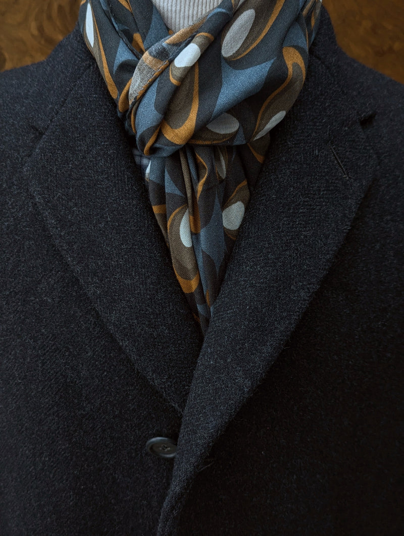 Battisti Scarf Slate Blue Ovals Print Modal/Cashmere whisper