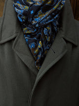 Battisti Scarf Navy Blue Cobalt/Brown Paisleys Modal/Cashmere whisper