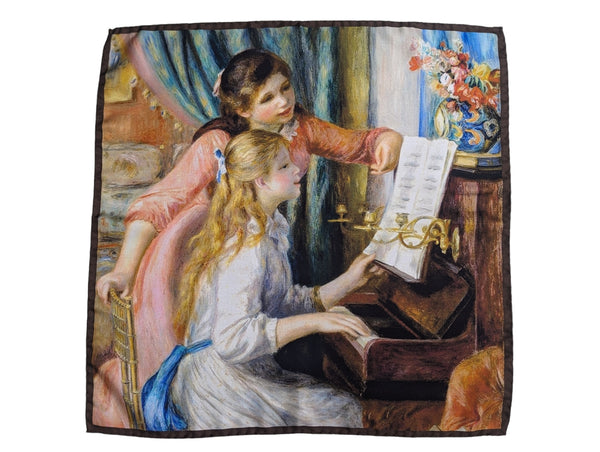 Battisti Pocket Square / Bandana Renoir Girls at the Piano Impressionist Art Painting Pure Silk