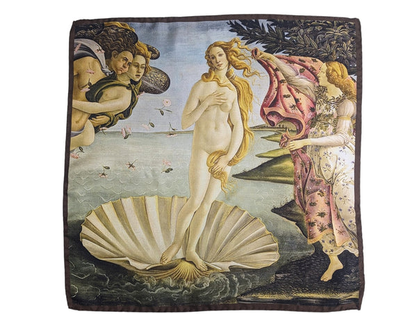 Battisti Pocket Square / Bandana Botticelli Birth of Venus Fine Art Painting Pure Silk