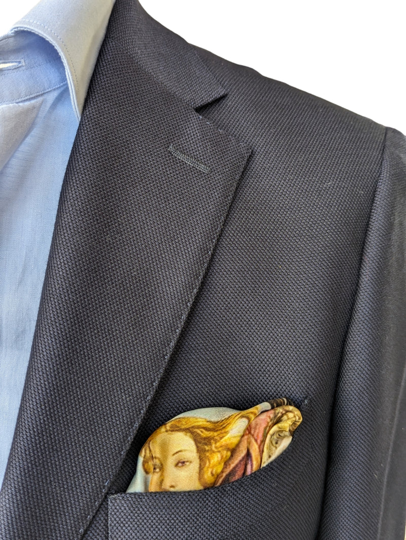 Battisti Pocket Square / Bandana Botticelli Birth of Venus Fine Art Painting Pure Silk