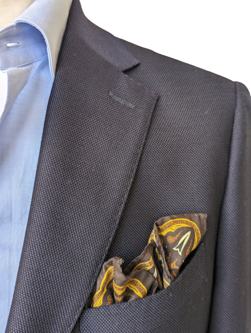 Battisti Pocket Square Gold with Dark brown Cotton/Silk