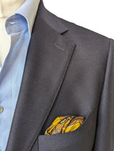 Battisti Pocket Square Gold with Dark brown Cotton/Silk