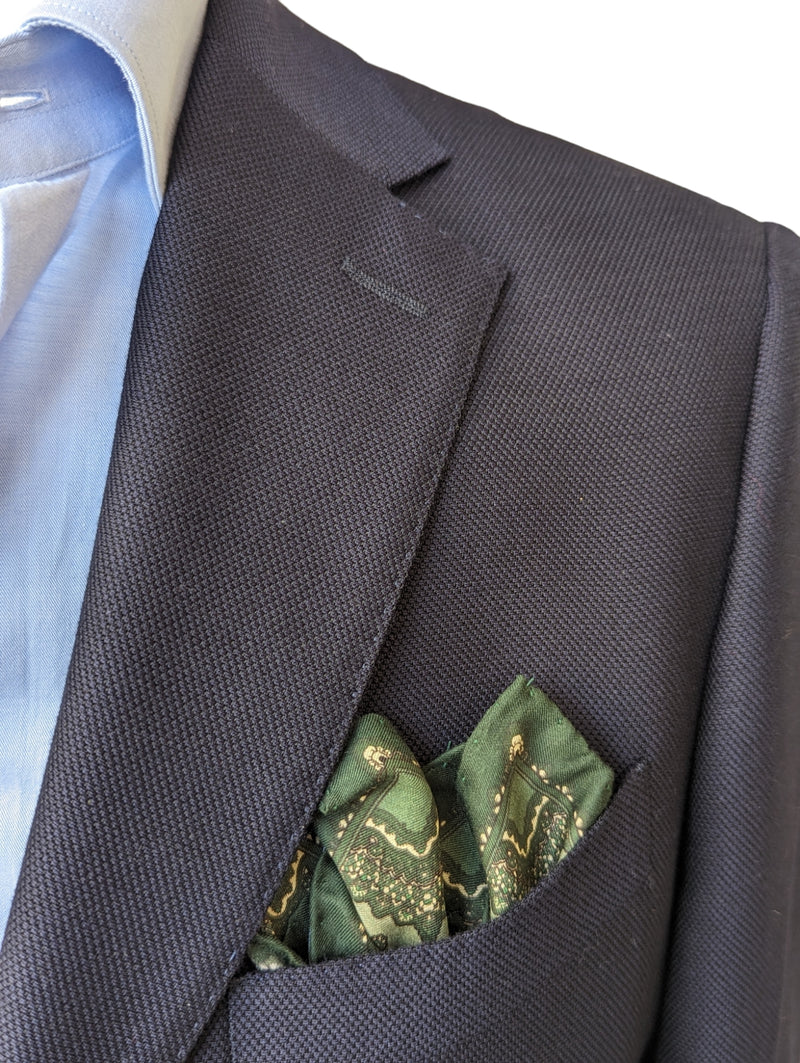 Battisti Pocket Square Green Cotton/Silk