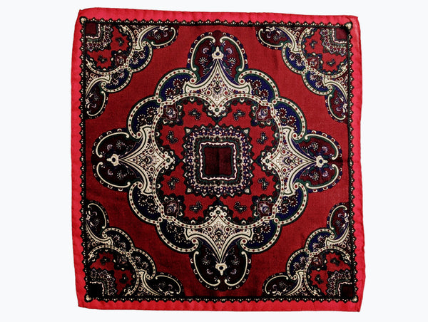 Battisti Pocket Square Bright Red Cotton/Silk