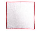 Battisti Pocket Square White with Red Trim Pure linen