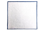 Battisti Pocket Square White with Air force Blue Trim Pure linen