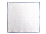 Battisti Pocket Square White with Grey Trim Pure linen