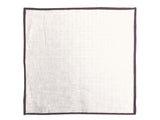 Battisti Pocket Square White with Burgundy Trim Pure linen