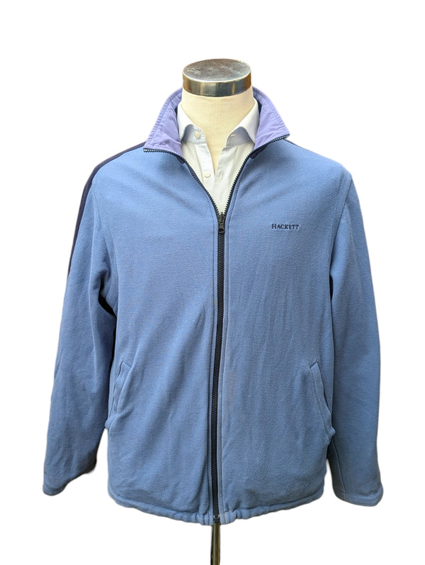 Hackett Reversible Jacket M/L Navy Periwinkle Blue Zip Front Nylon/Cotton