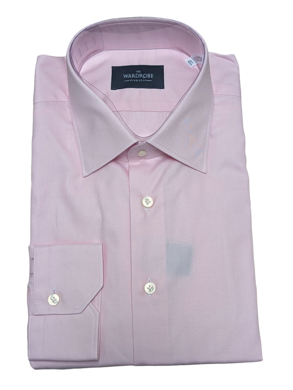 The Wardrobe Dress Shirt Pink Dobby Thomas Mason cotton