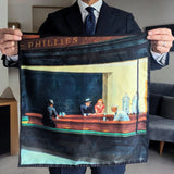 Battisti Pocket Square / Bandana Hopper The Nighthawks Art Painting Pure Silk