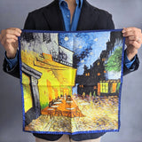 Battisti Pocket Square / Bandana Van Gogh Cafe at Night Impressionist Art Painting Pure Silk