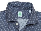 Finamore Shirt 16 Faded Blue Leaf Cotton