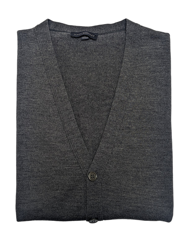 John Smedley Cardigan Vest L Charcoal New Zealand Merino