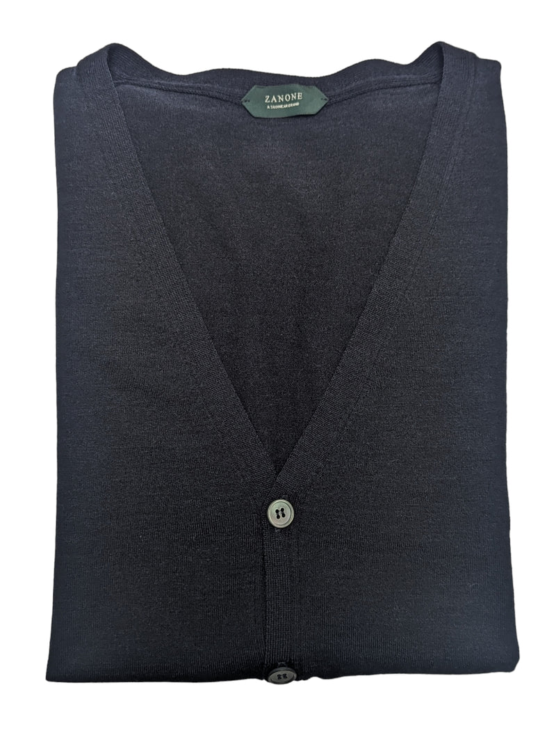 Zanone Cardigan Vest L/XL IT54 Dark Blue Wool