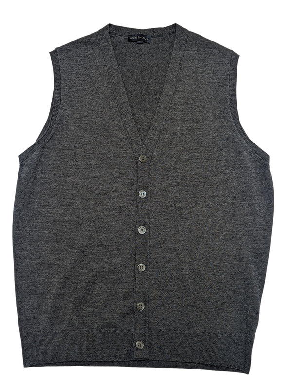 John Smedley Cardigan Vest L Charcoal New Zealand Merino