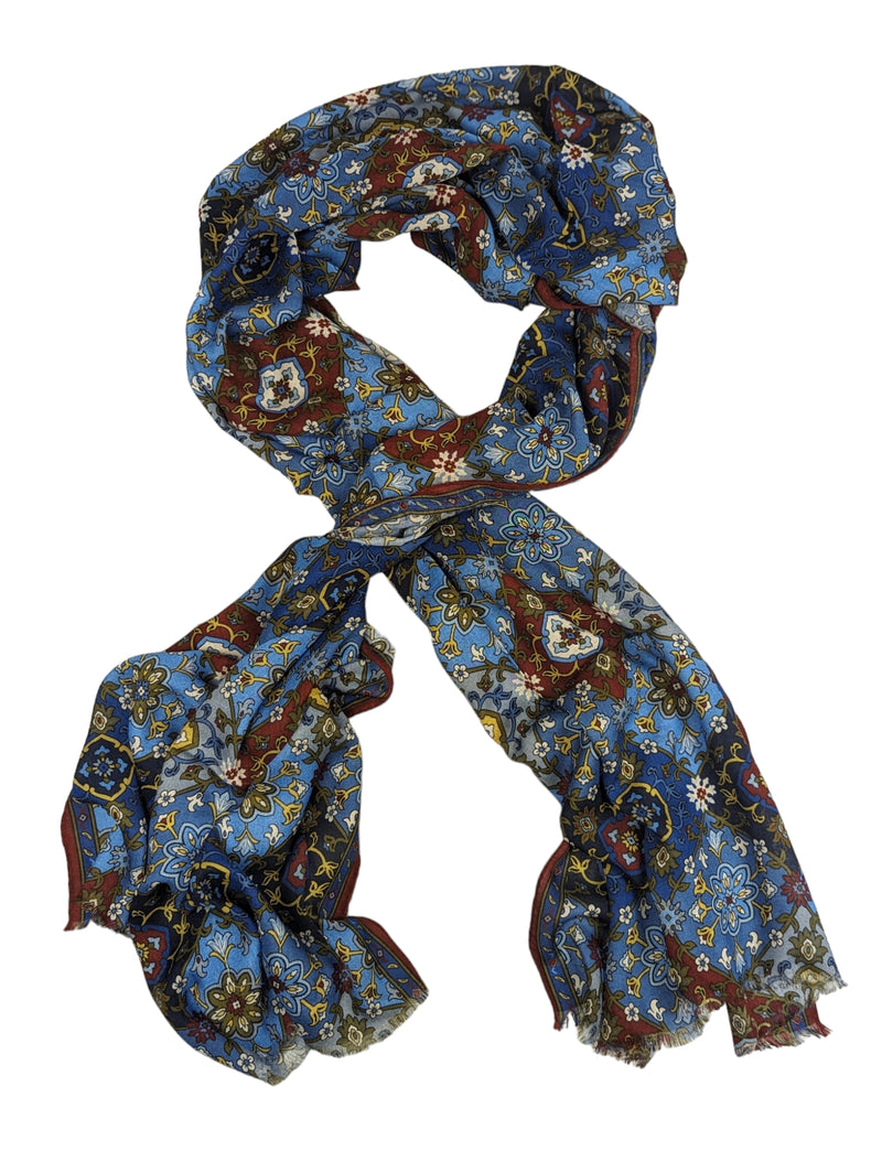 Battisti Scarf Navy/Blue/Red Vintage Print Modal/Cashmere whisper