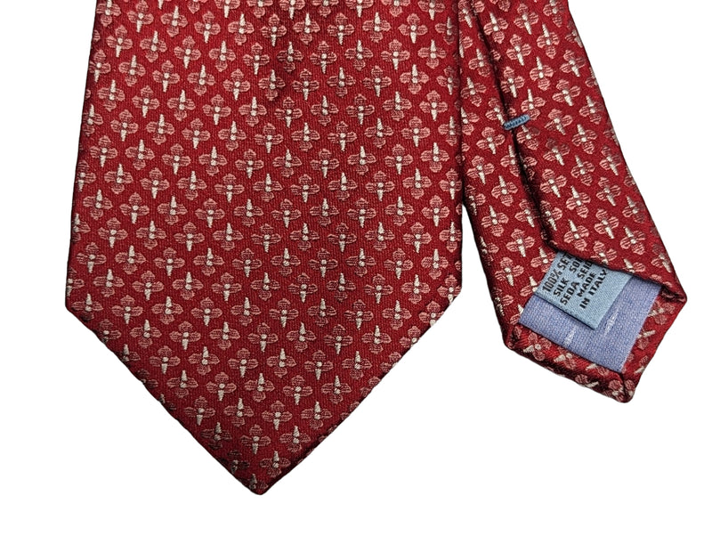 Battisti Tie Red with Fleur de Lis, hidden pocket, pure silk