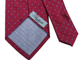 Battisti Tie Fuchsia with sky polkadots, hidden pocket, pure silk