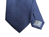 Battisti Tie Mid blue with micro floral pattern, hidden pocket, pure silk