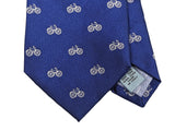 Battisti Tie Mid blue with bicycles, hidden pocket, pure silk