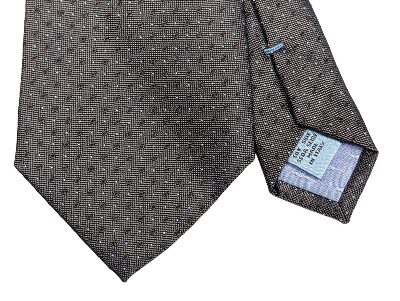 Battisti Tie Grey with Mini Woven Pattern, hidden pocket, pure silk