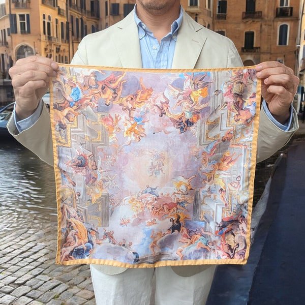 Battisti Pocket Square / Bandana Pozzo St. Ignatius Fine Art Painting Pure Silk