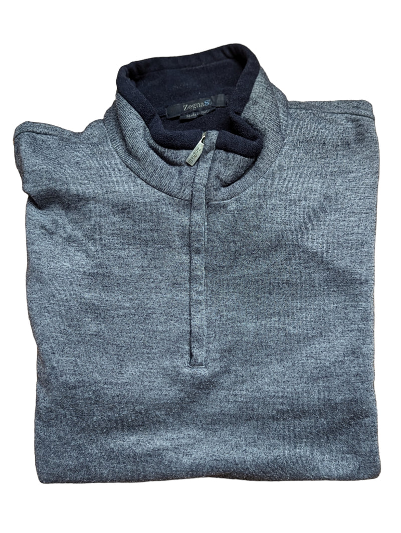 Zegna Sport M/L Blue-Grey Half Zip Sweatshirt