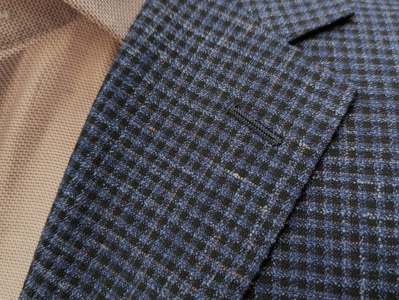 Benjamin VBC Sport Coat Blue Flecked Check 2-button Soft Shoulder Wool/Silk/Linen