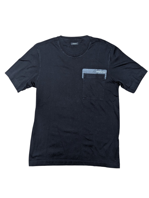 Zegna Tee Shirt S Black Pocket Cotton