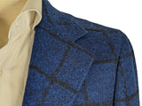 Benjamin Angelico Sport Coat Blue Windowpane 2-button Soft Shoulder Wool