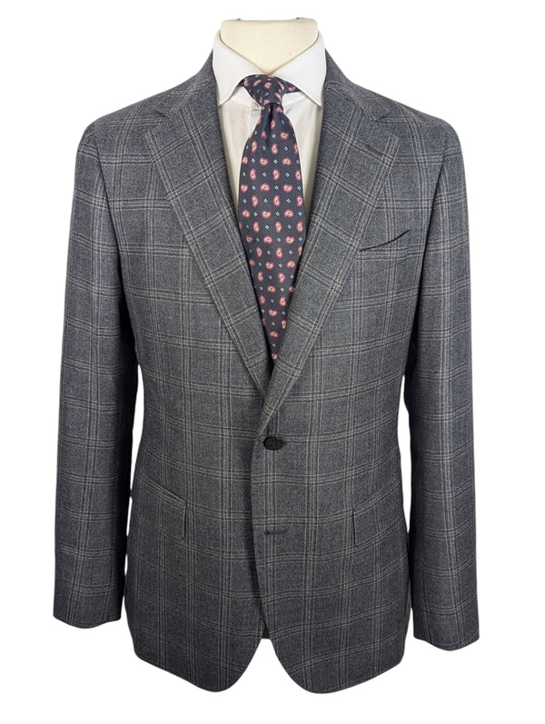 Benjamin Suit Mid Grey Plaid 2-Button Wool Flannel