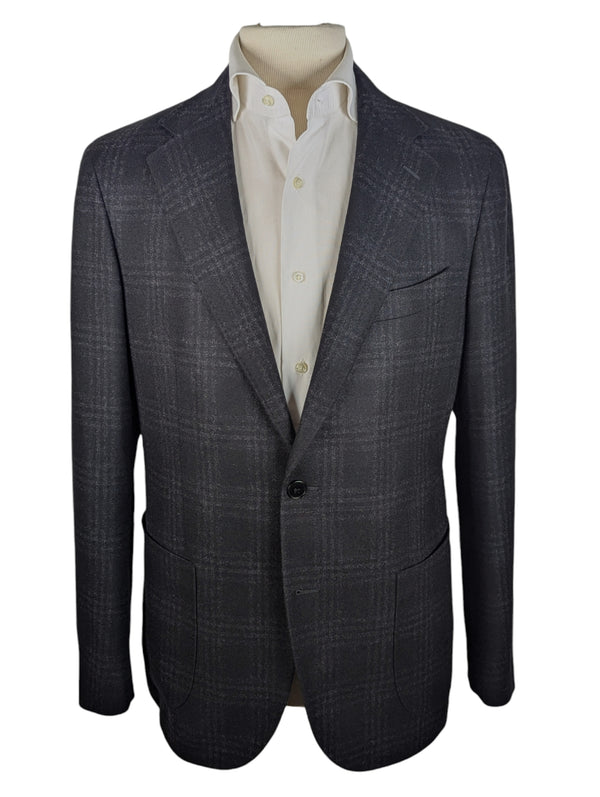 Benjamin di Pray Sport Coat Black Blue Plaid Soft Shoulder Wool/Cashmere