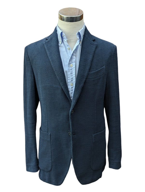 Altea Sport Coat 39/40R Ink Blue 2-button Cotton Weave