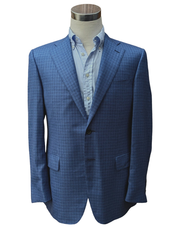 Canali Exclusive Sport Coat 40R Blue Check 2-button Cashmere/Silk