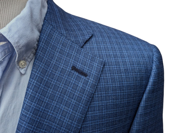 Canali Exclusive Sport Coat 40R Blue Check 2-button Cashmere/Silk