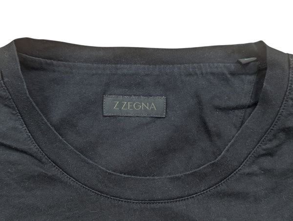 Zegna Tee Shirt M/L Black Pocket Cotton