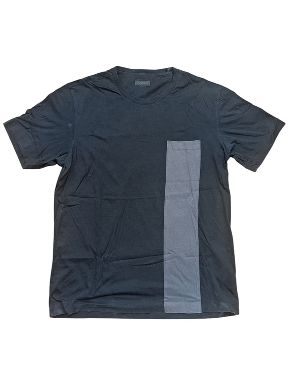 Zegna Tee Shirt M/L Black Pocket Cotton