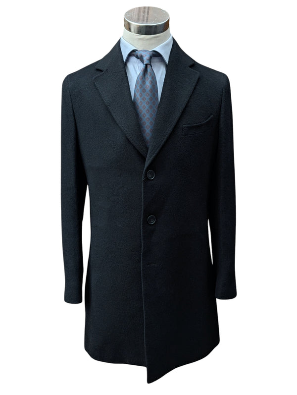 Benjamin Colombo Overcoat Black 3-Button Wool/Cashmere