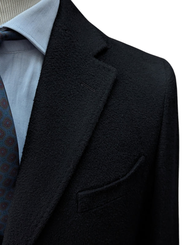 Benjamin Colombo Overcoat Black 3-Button Wool/Cashmere