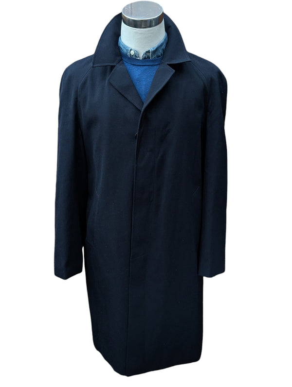 Vintage Dunn & Co Coat L/42 Navy Blue Wool/Cotton Twill