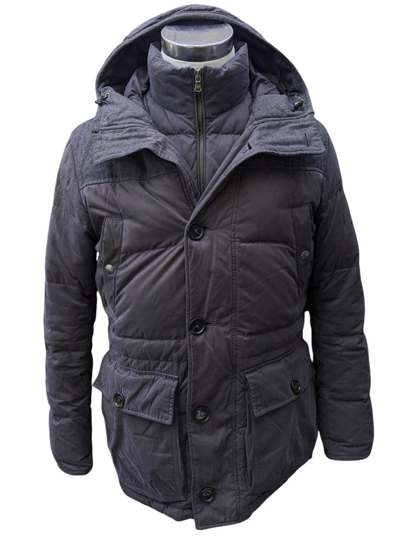 Hackett Down Parka S/M Steel Blue-Grey Microfibre Blend