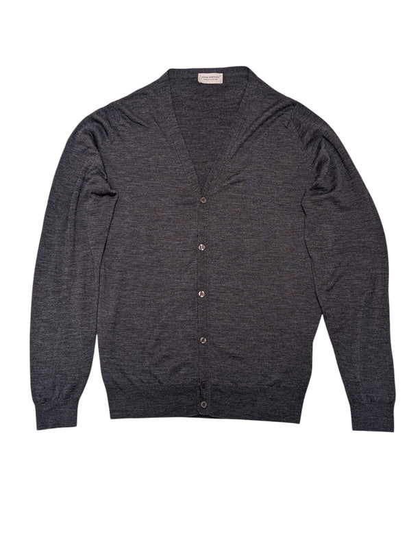 John Smedley Cardigan L Mid Charcoal Grey New Zealand Merino