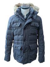 Hackett Down Parka L Grey Flannel Fur Trimmed Polyester